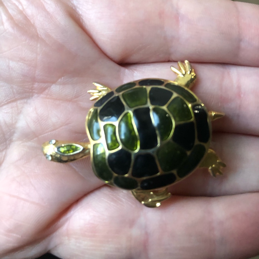 Vtg Boucher 2 Turtle Brooch Patented Gilt Gold Enamed Turtle 40$